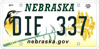 NE license plate DIF337