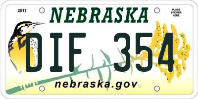 NE license plate DIF354