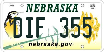 NE license plate DIF355