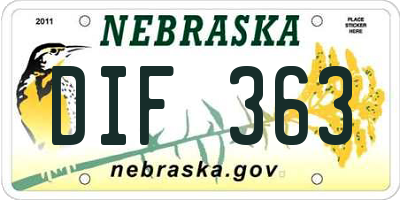 NE license plate DIF363