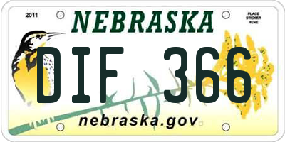 NE license plate DIF366