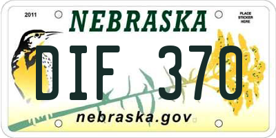 NE license plate DIF370