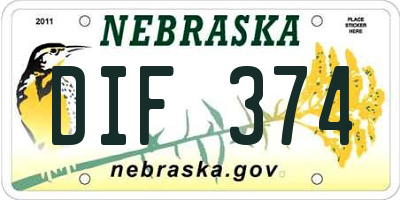 NE license plate DIF374
