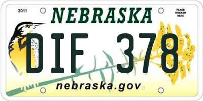 NE license plate DIF378