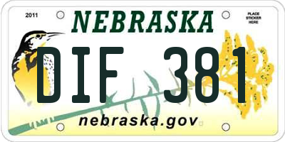 NE license plate DIF381