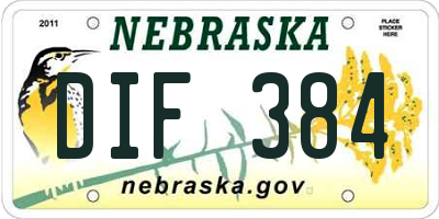 NE license plate DIF384