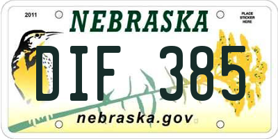 NE license plate DIF385