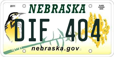 NE license plate DIF404