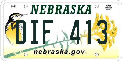 NE license plate DIF413