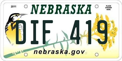NE license plate DIF419