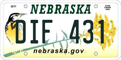 NE license plate DIF431