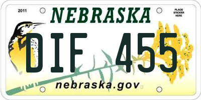 NE license plate DIF455