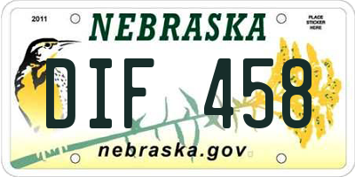 NE license plate DIF458