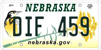 NE license plate DIF459