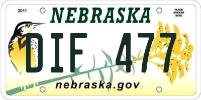 NE license plate DIF477