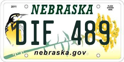 NE license plate DIF489