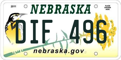 NE license plate DIF496
