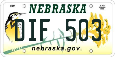 NE license plate DIF503