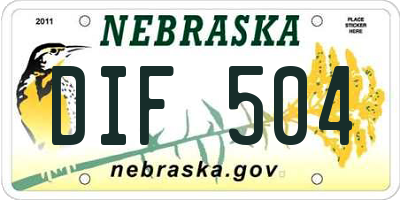 NE license plate DIF504