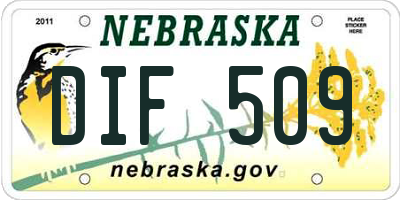 NE license plate DIF509