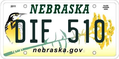 NE license plate DIF510