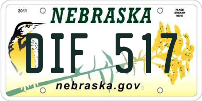 NE license plate DIF517