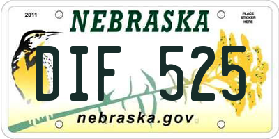 NE license plate DIF525