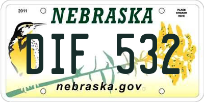 NE license plate DIF532