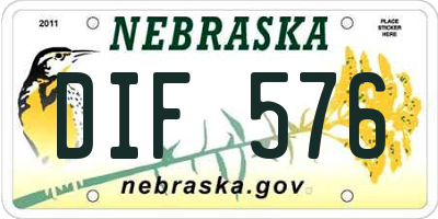 NE license plate DIF576