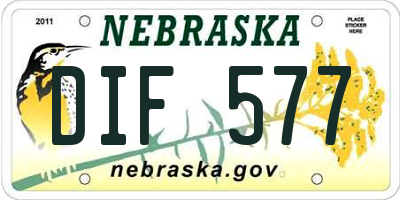 NE license plate DIF577