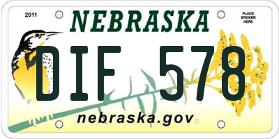 NE license plate DIF578