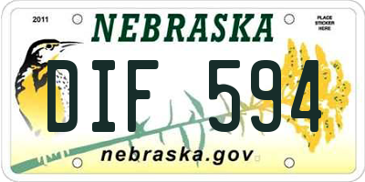 NE license plate DIF594