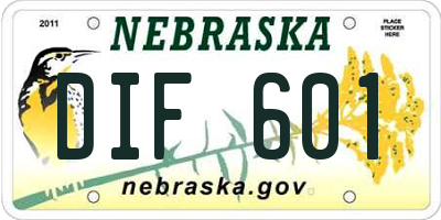 NE license plate DIF601