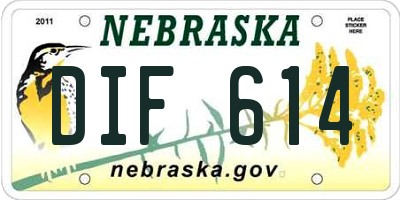 NE license plate DIF614