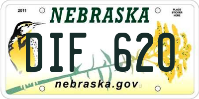 NE license plate DIF620