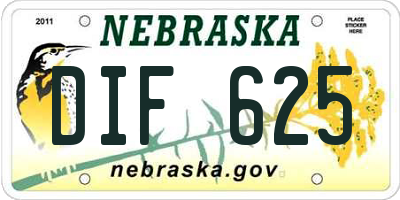NE license plate DIF625
