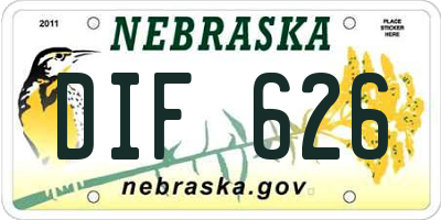 NE license plate DIF626