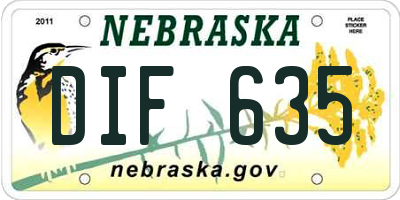 NE license plate DIF635