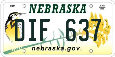 NE license plate DIF637