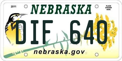 NE license plate DIF640