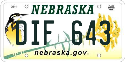 NE license plate DIF643
