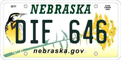 NE license plate DIF646