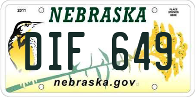 NE license plate DIF649