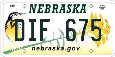 NE license plate DIF675
