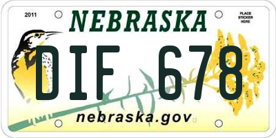 NE license plate DIF678