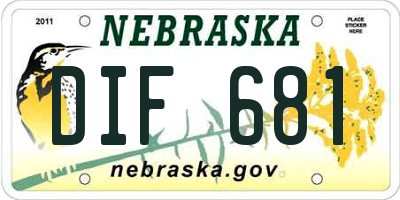 NE license plate DIF681