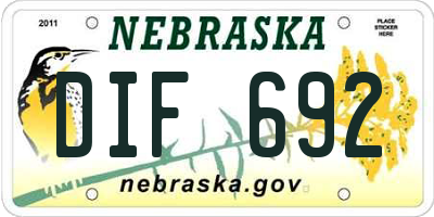NE license plate DIF692