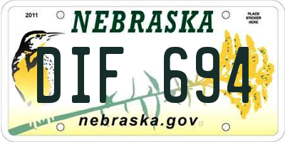 NE license plate DIF694