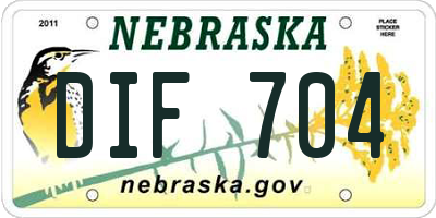 NE license plate DIF704