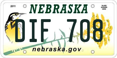 NE license plate DIF708